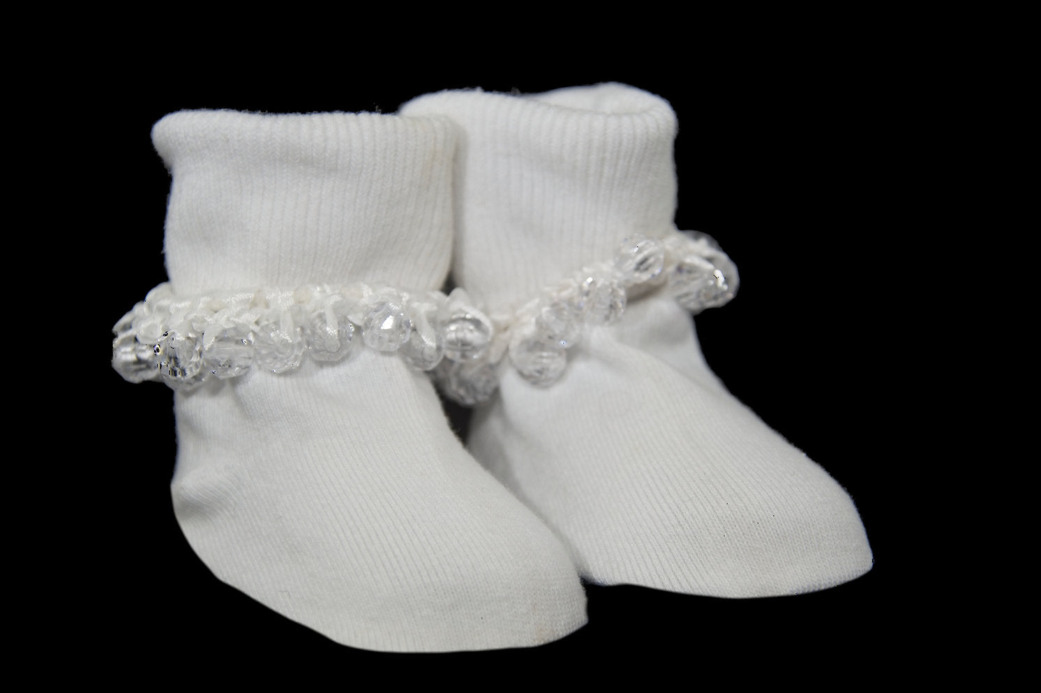 Clear Crystals & White Ribbon