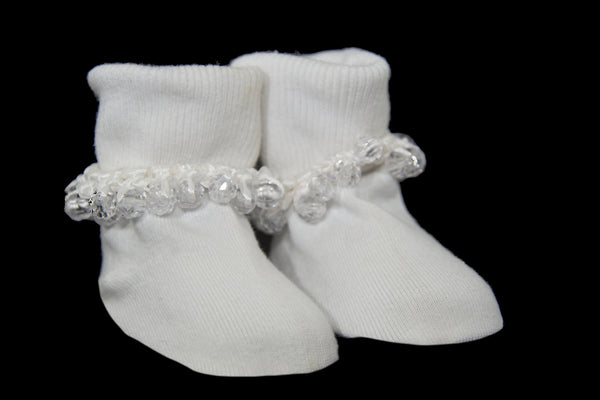 Clear Crystals & White Ribbon