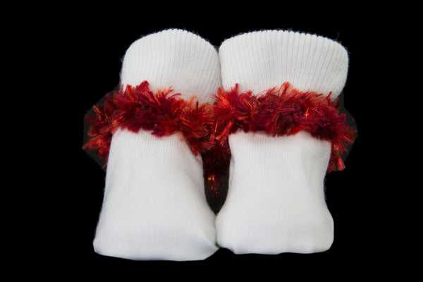 Red Faux Fur Socks